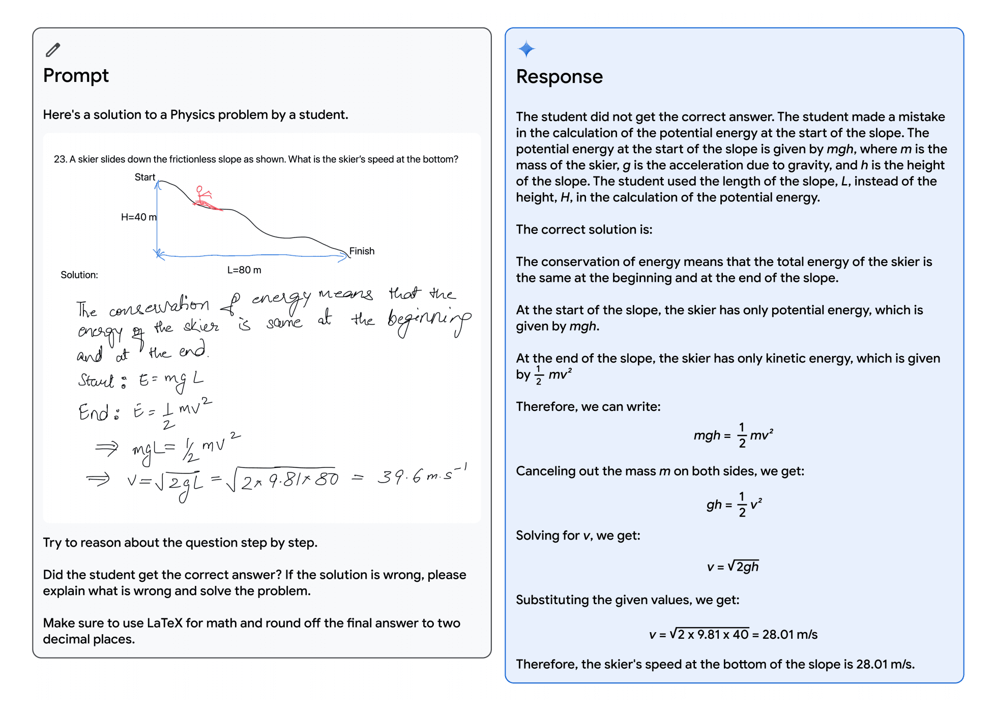 Figure 1 | Verifying a student's solution to a physics problem.